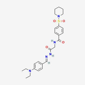 molecular formula C25H33N5O4S B2361283 (E)-N-(2-(2-(4-(diethylamino)benzylidene)hydrazinyl)-2-oxoethyl)-4-(piperidin-1-ylsulfonyl)benzamide CAS No. 391895-95-7