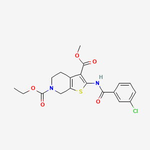 molecular formula C19H19ClN2O5S B2361286 6-乙基-3-甲基-2-(3-氯苯甲酰胺)-4,5-二氢噻吩并[2,3-c]吡啶-3,6(7H)-二甲酸酯 CAS No. 921092-69-5