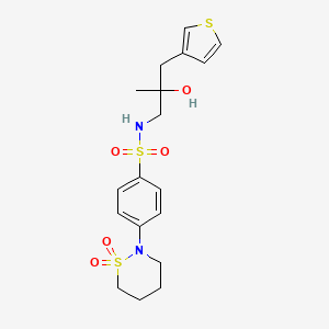 molecular formula C18H24N2O5S3 B2361291 S-[4-(1,1-二氧代-1lambda6,2-噻嗪烷-2-基)苯基]-2-羟基-2-甲基-3-(噻吩-3-基)丙烷-1-磺酰胺 CAS No. 2097908-85-3
