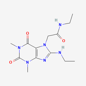 molecular formula C13H20N6O3 B2361295 N-ethyl-2-(8-(ethylamino)-1,3-dimethyl-2,6-dioxo-2,3-dihydro-1H-purin-7(6H)-yl)acetamide CAS No. 857401-06-0