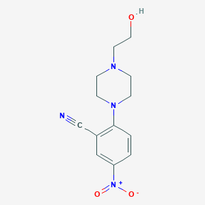 molecular formula C13H16N4O3 B2361303 2-[4-(2-羟乙基)哌嗪-1-基]-5-硝基苯甲腈 CAS No. 288251-81-0