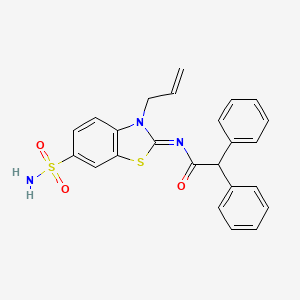 molecular formula C24H21N3O3S2 B2361304 (Z)-N-(3-allyl-6-sulfamoylbenzo[d]thiazol-2(3H)-ylidene)-2,2-diphenylacetamide CAS No. 865176-50-7