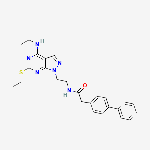 molecular formula C26H30N6OS B2361309 2-([1,1'-biphenyl]-4-yl)-N-(2-(6-(ethylthio)-4-(isopropylamino)-1H-pyrazolo[3,4-d]pyrimidin-1-yl)ethyl)acetamide CAS No. 954033-22-8