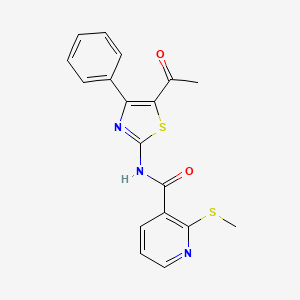 N-(5-acetyl-4-phenyl-1,3-thiazol-2-yl)-2-methylsulfanylpyridine-3-carboxamide