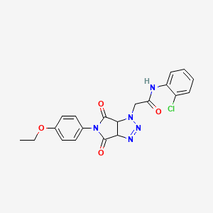 molecular formula C20H18ClN5O4 B2361312 N-(2-chlorophenyl)-2-(5-(4-ethoxyphenyl)-4,6-dioxo-4,5,6,6a-tetrahydropyrrolo[3,4-d][1,2,3]triazol-1(3aH)-yl)acetamide CAS No. 1052616-18-8