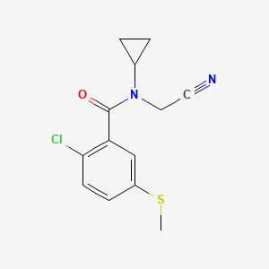 molecular formula C13H13ClN2OS B2361361 2-chloro-N-(cyanomethyl)-N-cyclopropyl-5-(methylsulfanyl)benzamide CAS No. 1371573-75-9