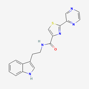 molecular formula C18H15N5OS B2361368 N-(2-(1H-indol-3-yl)ethyl)-2-(pyrazin-2-yl)thiazole-4-carboxamide CAS No. 1234866-05-7