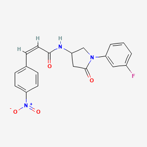 molecular formula C19H16FN3O4 B2361393 (Z)-N-(1-(3-氟苯基)-5-氧代吡咯烷-3-基)-3-(4-硝基苯基)丙烯酰胺 CAS No. 898430-70-1