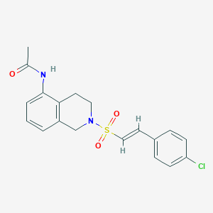 molecular formula C19H19ClN2O3S B2361398 N-[2-[(E)-2-(4-Chlorophenyl)ethenyl]sulfonyl-3,4-dihydro-1H-isoquinolin-5-yl]acetamide CAS No. 1424748-26-4
