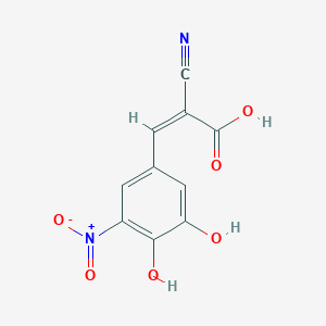molecular formula C10H6N2O6 B2361404 (Z)-2-Cyano-3-(3,4-dihydroxy-5-nitrophenyl)prop-2-enoic acid CAS No. 158069-71-7
