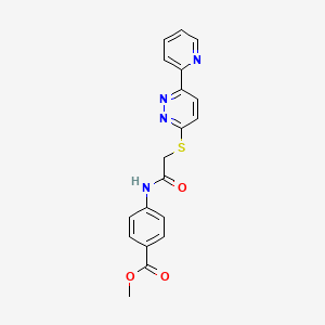 molecular formula C19H16N4O3S B2361406 Methyl 4-[[2-(6-pyridin-2-ylpyridazin-3-yl)sulfanylacetyl]amino]benzoate CAS No. 893998-89-5