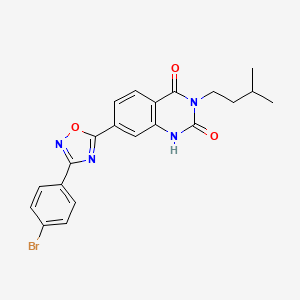 molecular formula C21H19BrN4O3 B2361413 7-(3-(4-bromophenyl)-1,2,4-oxadiazol-5-yl)-3-isopentylquinazoline-2,4(1H,3H)-dione CAS No. 1357833-34-1