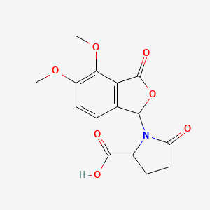 molecular formula C15H15NO7 B2361417 1-(4,5-dimethoxy-3-oxo-1H-2-benzofuran-1-yl)-5-oxopyrrolidine-2-carboxylic acid CAS No. 956993-41-2