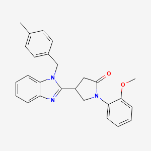 molecular formula C26H25N3O2 B2361435 1-(2-methoxyphenyl)-4-(1-(4-methylbenzyl)-1H-benzo[d]imidazol-2-yl)pyrrolidin-2-one CAS No. 840485-39-4