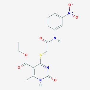 molecular formula C16H16N4O6S B2361440 Ethyl 6-methyl-4-((2-((3-nitrophenyl)amino)-2-oxoethyl)thio)-2-oxo-1,2-dihydropyrimidine-5-carboxylate CAS No. 900002-44-0