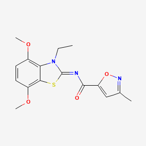 molecular formula C16H17N3O4S B2361448 (E)-N-(3-乙基-4,7-二甲氧基苯并[d]噻唑-2(3H)-亚甲基)-3-甲基异恶唑-5-甲酰胺 CAS No. 946205-82-9