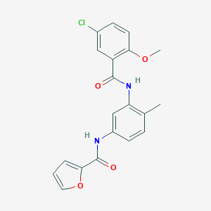 molecular formula C20H17ClN2O4 B236146 N-{3-[(5-chloro-2-methoxybenzoyl)amino]-4-methylphenyl}-2-furamide 
