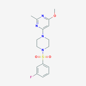 molecular formula C16H19FN4O3S B2361462 4-(4-((3-氟苯基)磺酰)哌嗪-1-基)-6-甲氧基-2-甲基嘧啶 CAS No. 946373-24-6