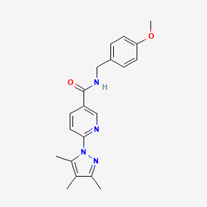 molecular formula C20H22N4O2 B2361472 N-(4-methoxybenzyl)-6-(3,4,5-trimethyl-1H-pyrazol-1-yl)nicotinamide CAS No. 1251558-26-5