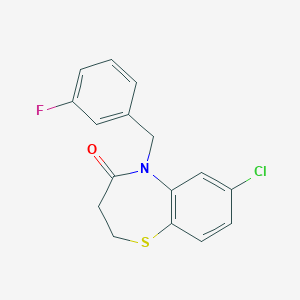 molecular formula C16H13ClFNOS B2361492 7-氯-5-(3-氟苄基)-2,3-二氢-1,5-苯并噻氮杂戊-4(5H)-酮 CAS No. 341967-92-8