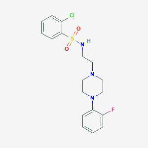 molecular formula C18H21ClFN3O2S B2361508 2-chloro-N-(2-(4-(2-fluorophenyl)piperazin-1-yl)ethyl)benzenesulfonamide CAS No. 1049391-23-2