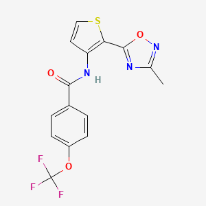 molecular formula C15H10F3N3O3S B2361510 N-(2-(3-methyl-1,2,4-oxadiazol-5-yl)thiophen-3-yl)-4-(trifluoromethoxy)benzamide CAS No. 1797138-54-5