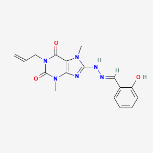 (E)-1-allyl-8-(2-(2-hydroxybenzylidene)hydrazinyl)-3,7-dimethyl-1H-purine-2,6(3H,7H)-dione