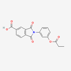 molecular formula C18H13NO6 B2361529 1,3-二氧代-2-(3-(丙酰氧基)苯基)异吲哚啉-5-羧酸 CAS No. 326004-60-8