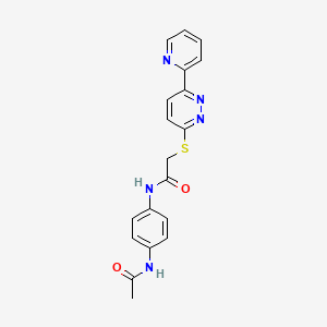 molecular formula C19H17N5O2S B2361532 N-(4-acetamidophenyl)-2-(6-pyridin-2-ylpyridazin-3-yl)sulfanylacetamide CAS No. 893998-22-6