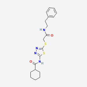 molecular formula C19H24N4O2S2 B2361537 N-(5-((2-oxo-2-(phenethylamino)ethyl)thio)-1,3,4-thiadiazol-2-yl)cyclohexanecarboxamide CAS No. 868972-96-7