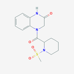 molecular formula C15H19N3O4S B2361540 4-(1-(甲基磺酰基)哌啶-2-羰基)-3,4-二氢喹喔啉-2(1H)-酮 CAS No. 1222528-36-0