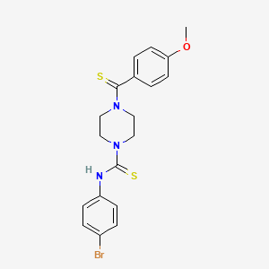 molecular formula C19H20BrN3OS2 B2361545 N-(4-bromophenyl)-4-(4-methoxybenzenecarbothioyl)piperazine-1-carbothioamide CAS No. 867135-43-1