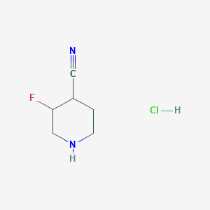 molecular formula C6H10ClFN2 B2361598 3-Fluoropiperidine-4-carbonitrile hydrochloride CAS No. 1785486-27-2