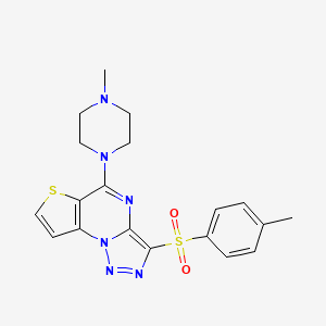 molecular formula C19H20N6O2S2 B2361611 5-(4-Methylpiperazin-1-yl)-3-tosylthieno[2,3-e][1,2,3]triazolo[1,5-a]pyrimidine CAS No. 887213-93-6