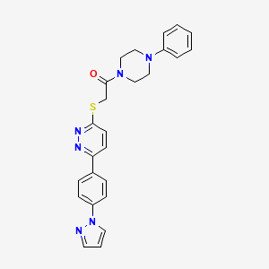 molecular formula C25H24N6OS B2361613 2-((6-(4-(1H-pyrazol-1-yl)phenyl)pyridazin-3-yl)thio)-1-(4-phenylpiperazin-1-yl)ethanone CAS No. 1019096-95-7