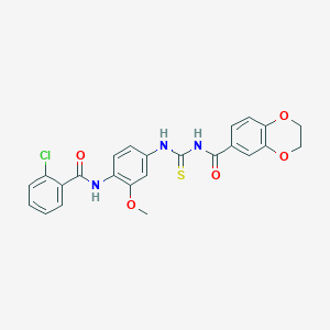 2-chloro-N-[4-({[(2,3-dihydro-1,4-benzodioxin-6-ylcarbonyl)amino]carbothioyl}amino)-2-methoxyphenyl]benzamide