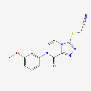 molecular formula C14H11N5O2S B2361648 {[7-(3-Methoxyphenyl)-8-oxo-7,8-dihydro[1,2,4]triazolo[4,3-a]pyrazin-3-yl]thio}acetonitrile CAS No. 1223954-01-5