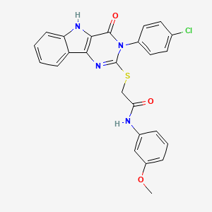 molecular formula C25H19ClN4O3S B2361649 2-[[3-(4-chlorophenyl)-4-oxo-5H-pyrimido[5,4-b]indol-2-yl]sulfanyl]-N-(3-methoxyphenyl)acetamide CAS No. 536715-23-8
