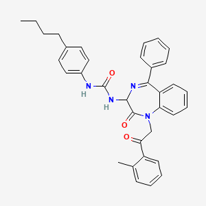 molecular formula C35H34N4O3 B2361652 N-(2,5-二氮杂-2-(2-(2-甲苯基)-2-氧代乙基)-3-氧代-6-苯基双环[5.4.0]十一碳-1(7),5,8,10-四烯-4-基)((4-丁苯基)氨基)甲酰胺 CAS No. 1796921-15-7