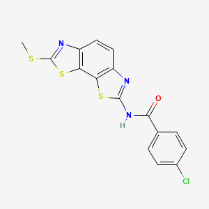 molecular formula C16H10ClN3OS3 B2361658 4-chloro-N-(2-methylsulfanyl-[1,3]thiazolo[4,5-g][1,3]benzothiazol-7-yl)benzamide CAS No. 477503-22-3