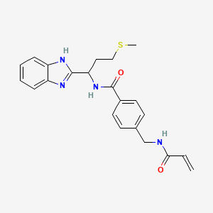 molecular formula C22H24N4O2S B2361675 N-[1-(1H-benzimidazol-2-yl)-3-methylsulfanylpropyl]-4-[(prop-2-enoylamino)methyl]benzamide CAS No. 1197613-33-4