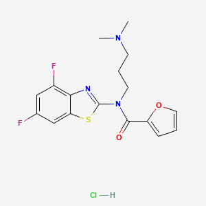 molecular formula C17H18ClF2N3O2S B2361677 N-(4,6-difluoro-1,3-benzothiazol-2-yl)-N-[3-(dimethylamino)propyl]-2-furamide CAS No. 1052535-80-4