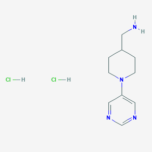 B2361687 (1-Pyrimidin-5-ylpiperidin-4-yl)methanamine;dihydrochloride CAS No. 2418645-10-8