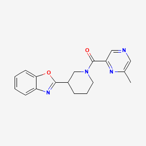 molecular formula C18H18N4O2 B2361702 2-[1-(6-Methylpyrazine-2-carbonyl)piperidin-3-yl]-1,3-benzoxazole CAS No. 2415509-64-5