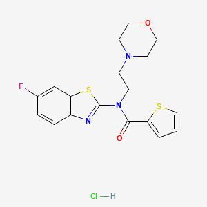 molecular formula C18H19ClFN3O2S2 B2361744 N-(6-fluorobenzo[d]thiazol-2-yl)-N-(2-morpholinoethyl)thiophene-2-carboxamide hydrochloride CAS No. 1215623-67-8