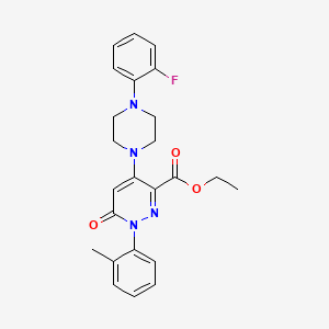 molecular formula C24H25FN4O3 B2361751 Ethyl 4-(4-(2-fluorophenyl)piperazin-1-yl)-6-oxo-1-(o-tolyl)-1,6-dihydropyridazine-3-carboxylate CAS No. 922014-90-2