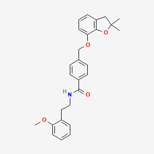 molecular formula C27H29NO4 B2361760 4-(((2,2-dimethyl-2,3-dihydrobenzofuran-7-yl)oxy)methyl)-N-(2-methoxyphenethyl)benzamide CAS No. 941985-61-1