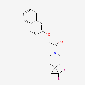 molecular formula C19H19F2NO2 B2361761 1-(1,1-二氟-6-氮杂螺[2.5]辛烷-6-基)-2-(萘-2-氧基)乙酮 CAS No. 2176270-22-5