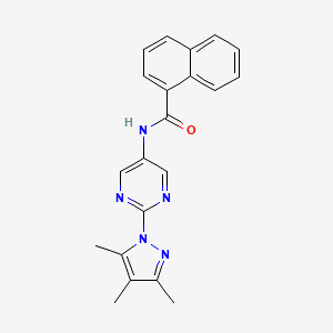 molecular formula C21H19N5O B2361777 N-(2-(3,4,5-三甲基-1H-吡唑-1-基)嘧啶-5-基)-1-萘酰胺 CAS No. 1421457-25-1