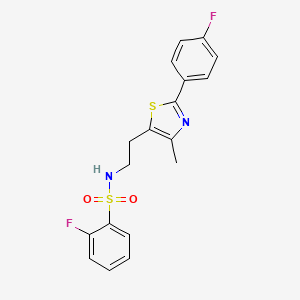 2-fluoro-N-[2-[2-(4-fluorophenyl)-4-methyl-1,3-thiazol-5-yl]ethyl]benzenesulfonamide